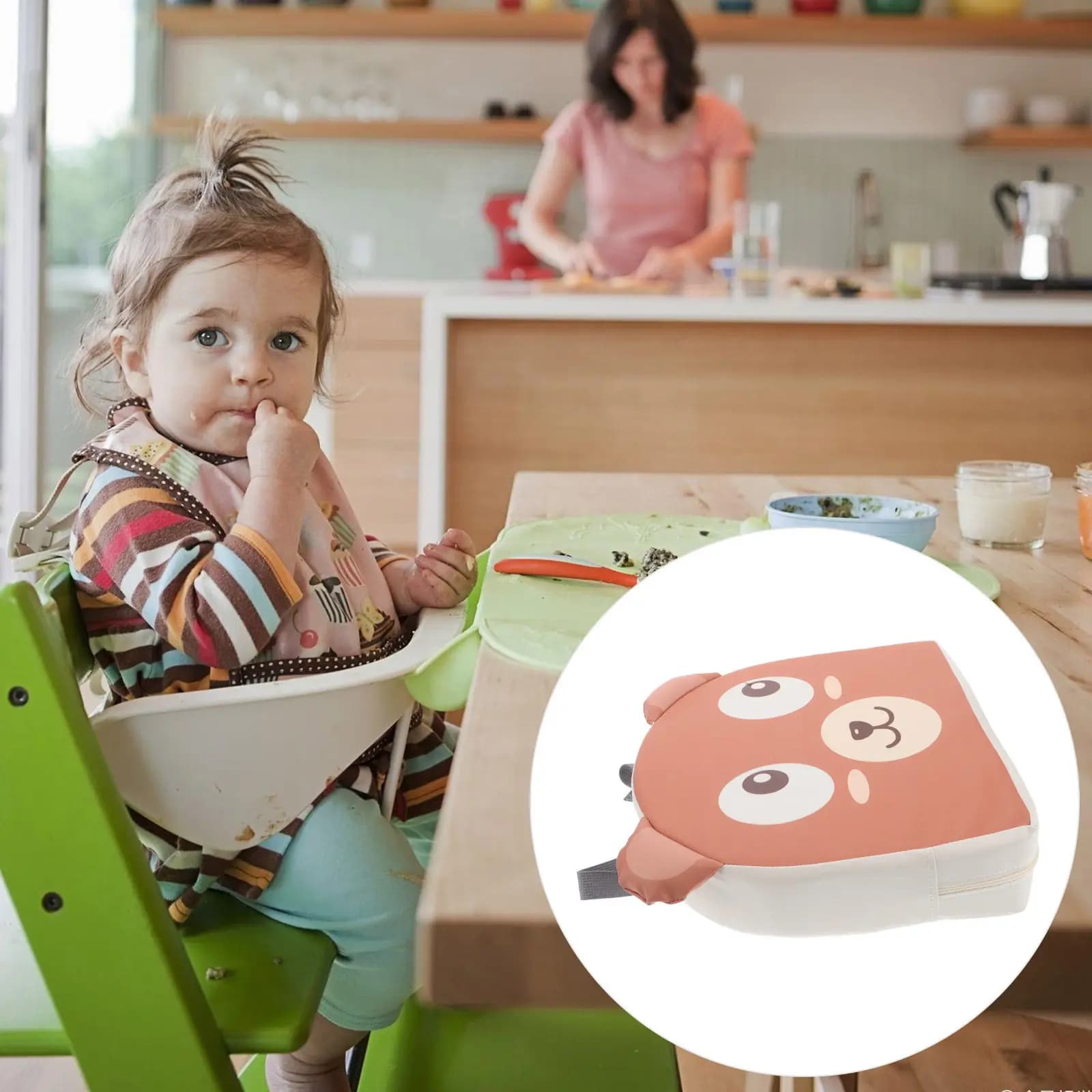 Toddler Booster Seat Cushion for Dining Table Cartoon Design Breathable Thick Firm Seat Pad Kids Table Chair Elevator Portable