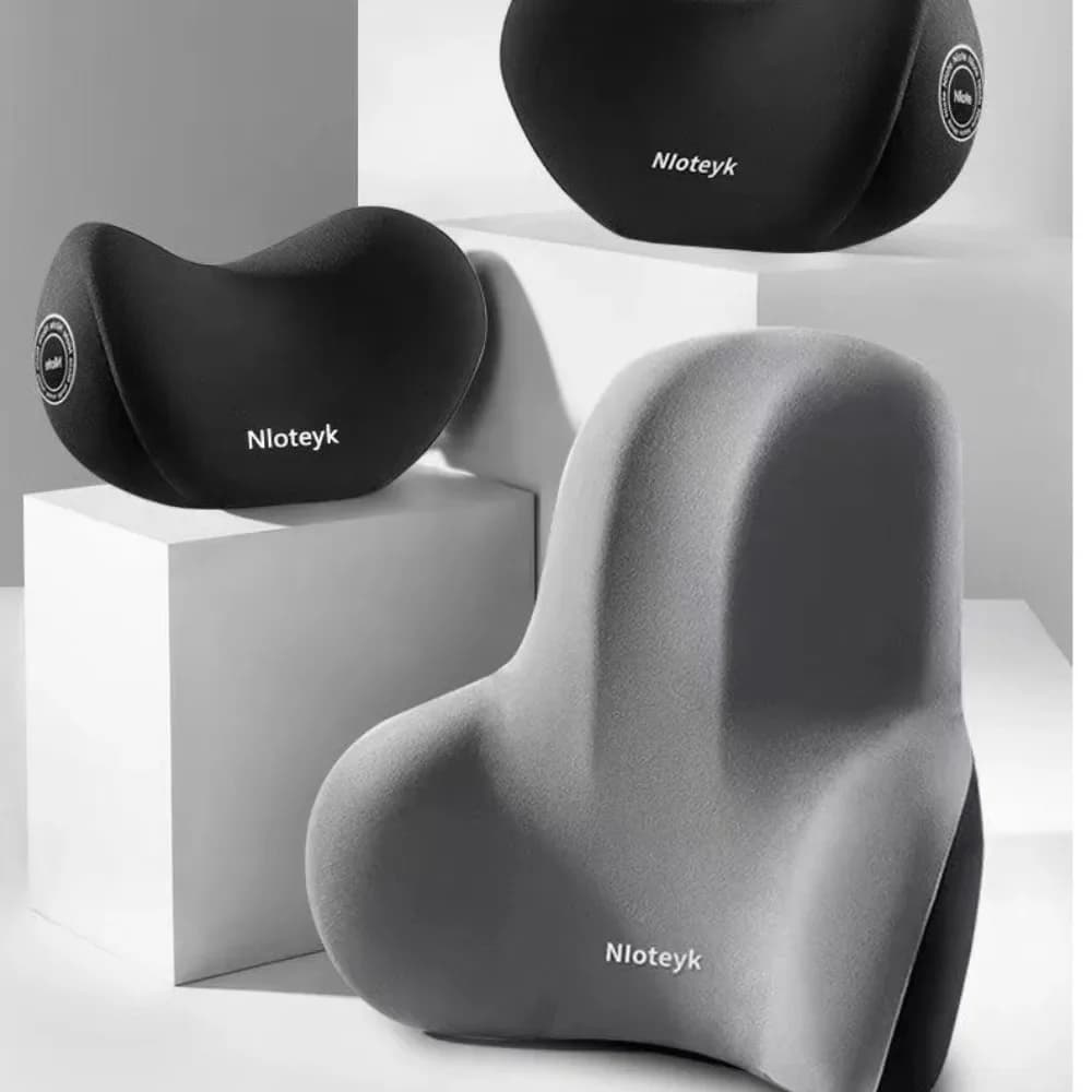 Set Cuscino Poggiatesta e Supporto Lombare per Auto 2026 in Memory Foam - Accessori Essenziali per il Comfort di Guida