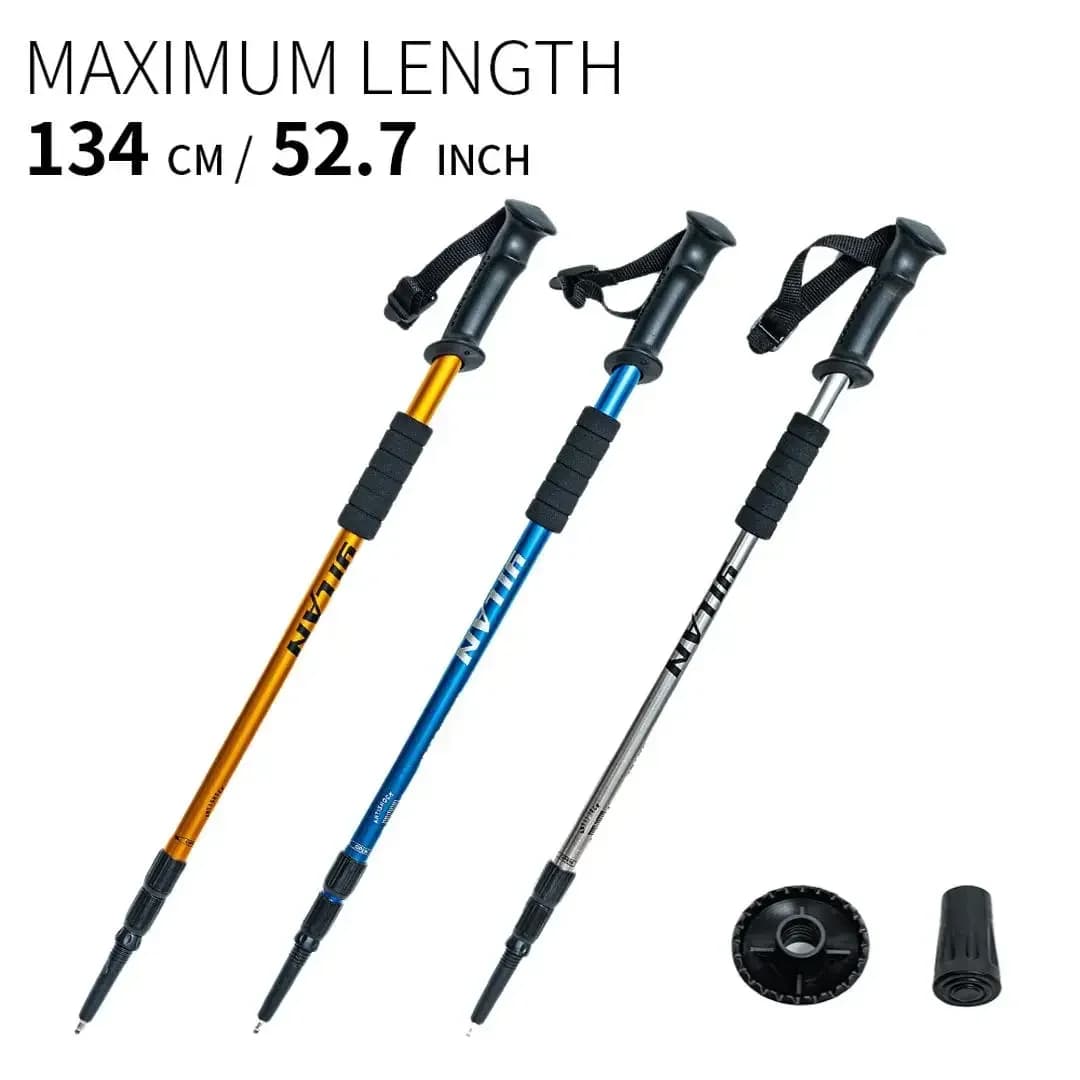 Adjustable Foldable Trekking Poles Aluminum Alloy Telescopic Hiking Stick Lightweight Anti-Slip Tactical Walking Cane Alpenstock for Men Women Outdoor Camping Mountain Climbing Nordic Walking Backpacking Travel Adventure Gear