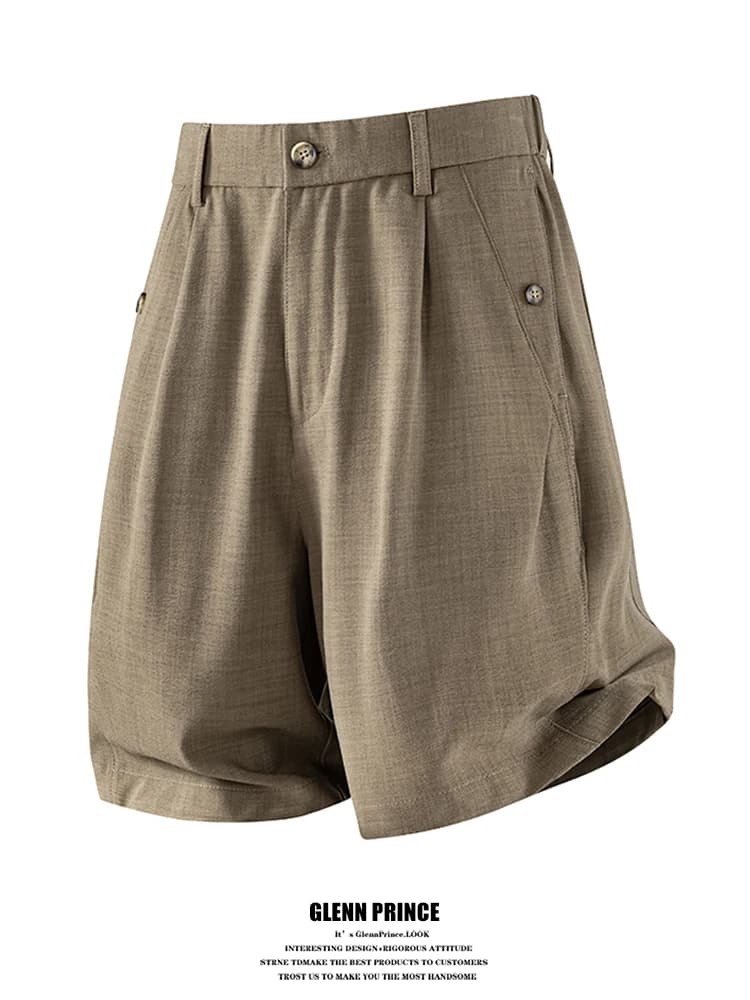 Pantaloncini da Uomo GPstudio in Misto Modal, Casual Estivi Traspiranti, Slim Fit, Vita Alta, Gamba Dritta, Business Casual