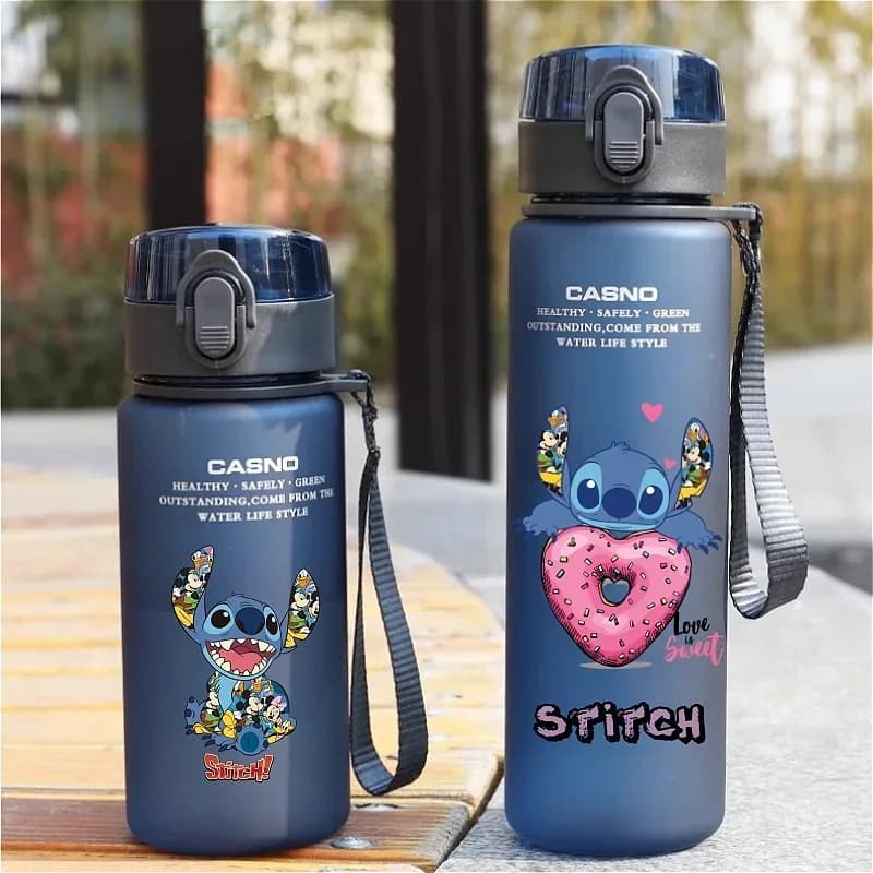 Borraccia Stitch Anime Portatile per Bambini, Simpatica Bottiglia d'Acqua in Plastica Lilo & Stitch Mewtwo per Sport all'Aperto, Grande Capacità, Regalo