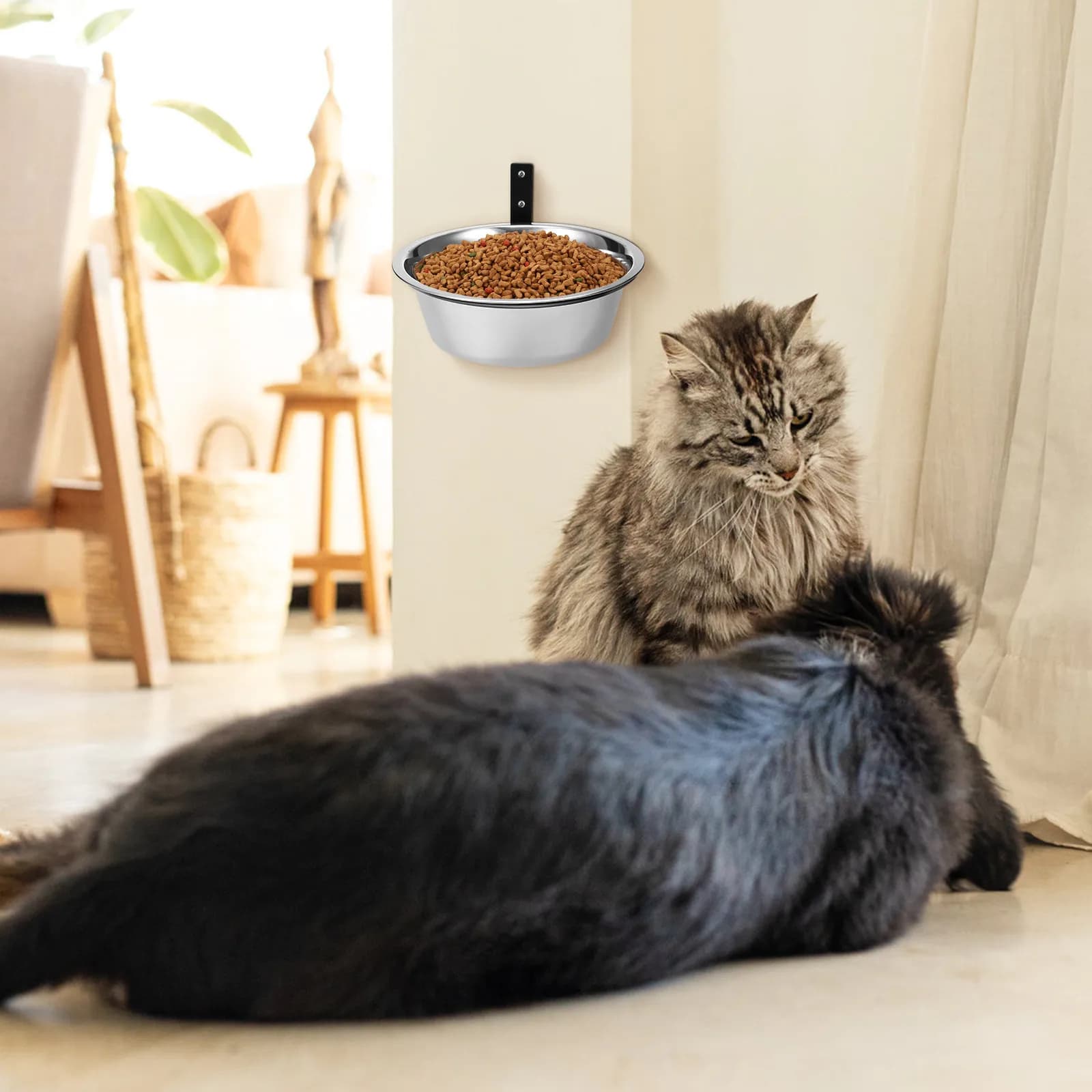 Set di 1 Ciotola Rialzata per Cani in Acciaio Inossidabile, Ciotola per Cibo e Acqua da Parete, Facile da Pulire e Resistente ai Morsi
