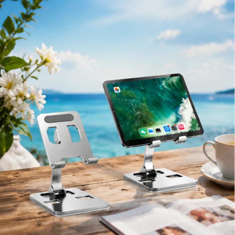 2PCS Adjustable Aluminum Alloy Tablet Holder, Flexible Universal Stand for iPad, Smartphone & Tablet, Portable Desktop and Bed