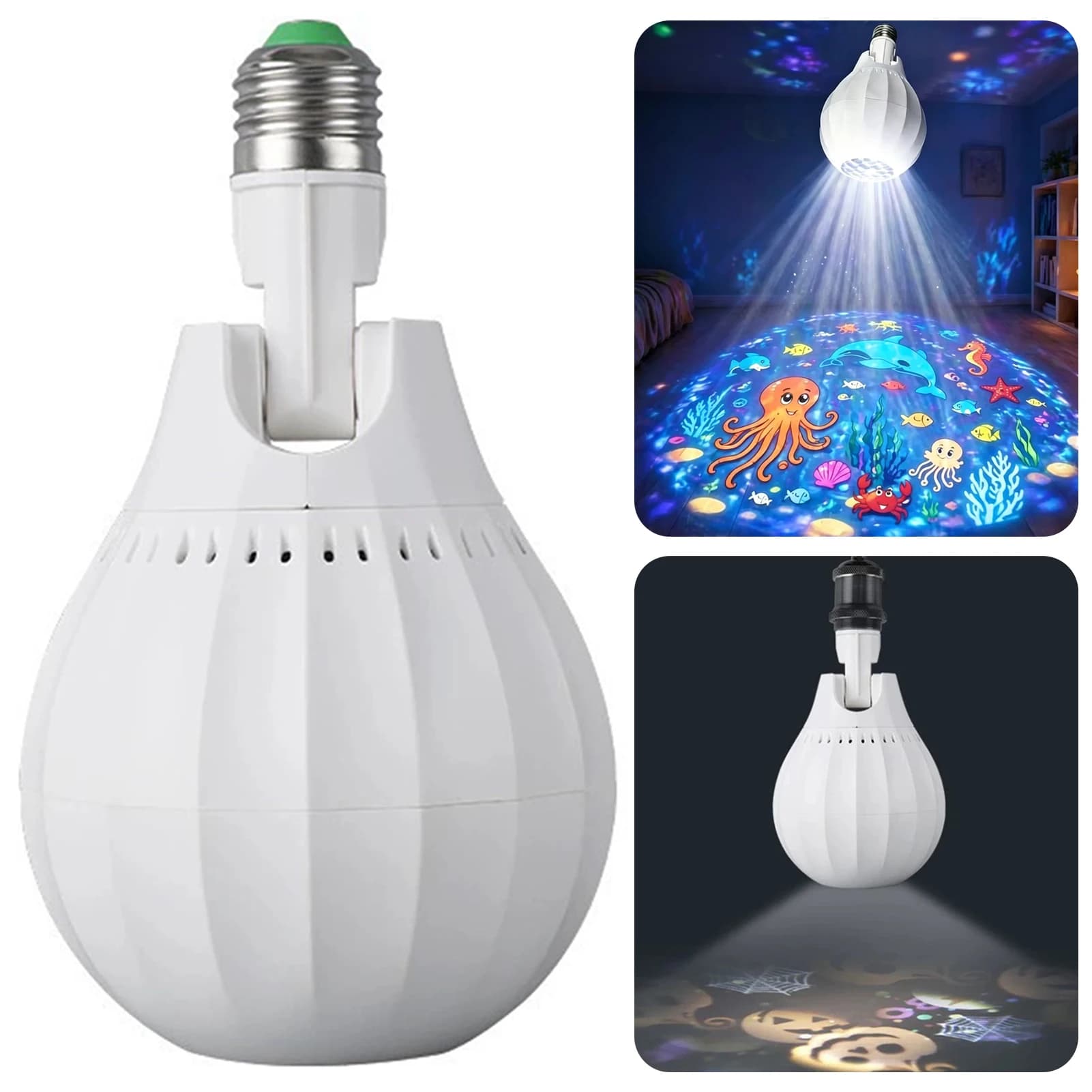 E27 LED Rotating Projector Light Bulb,Plug and Play Instantly Room Decorations Christmas Lights Mini LED Projector Festive Light