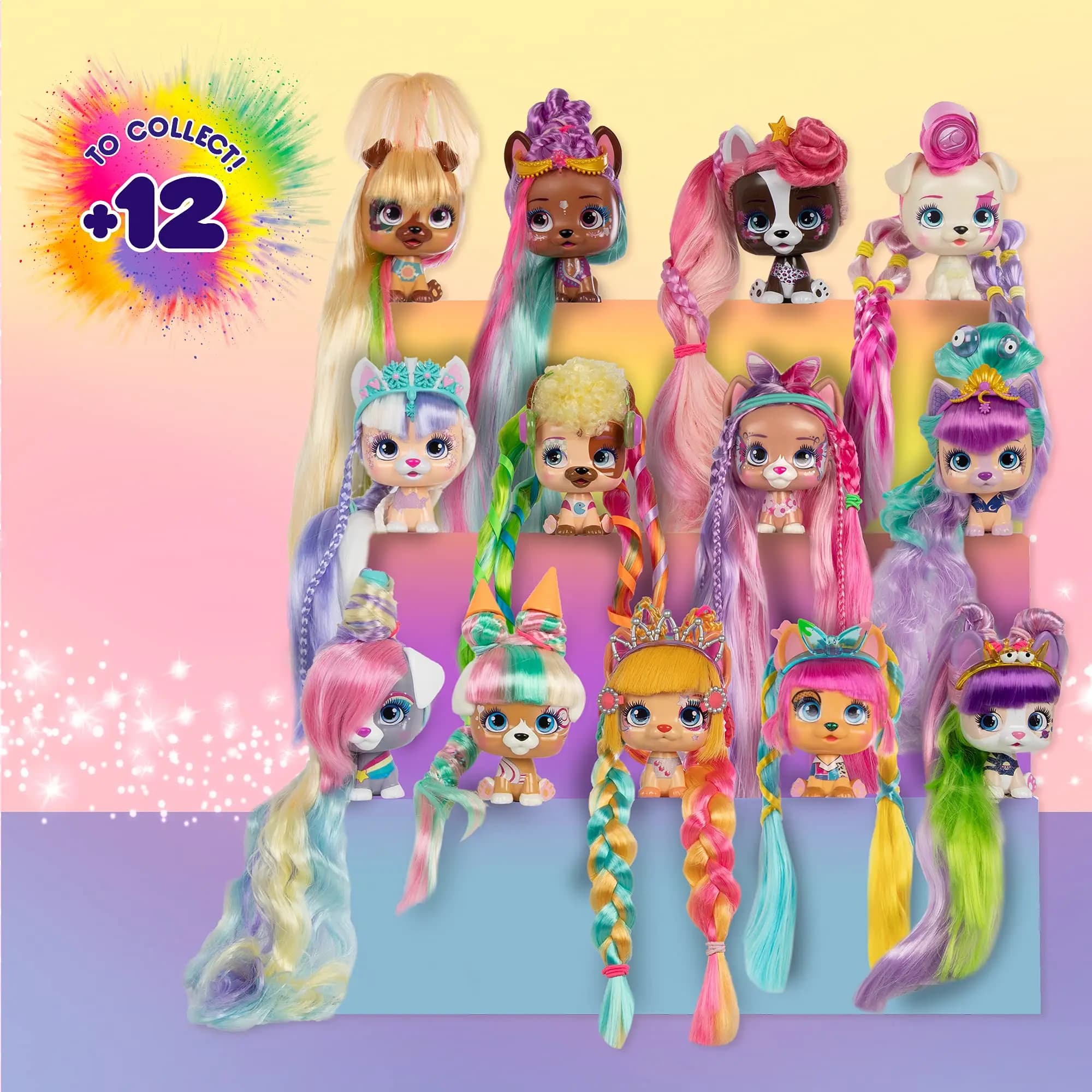 I Love VIP Pets Color Boost Collection Surprise Hairdressing Pet Dog Blind Box Bottle Trendy Braided Doll Toy