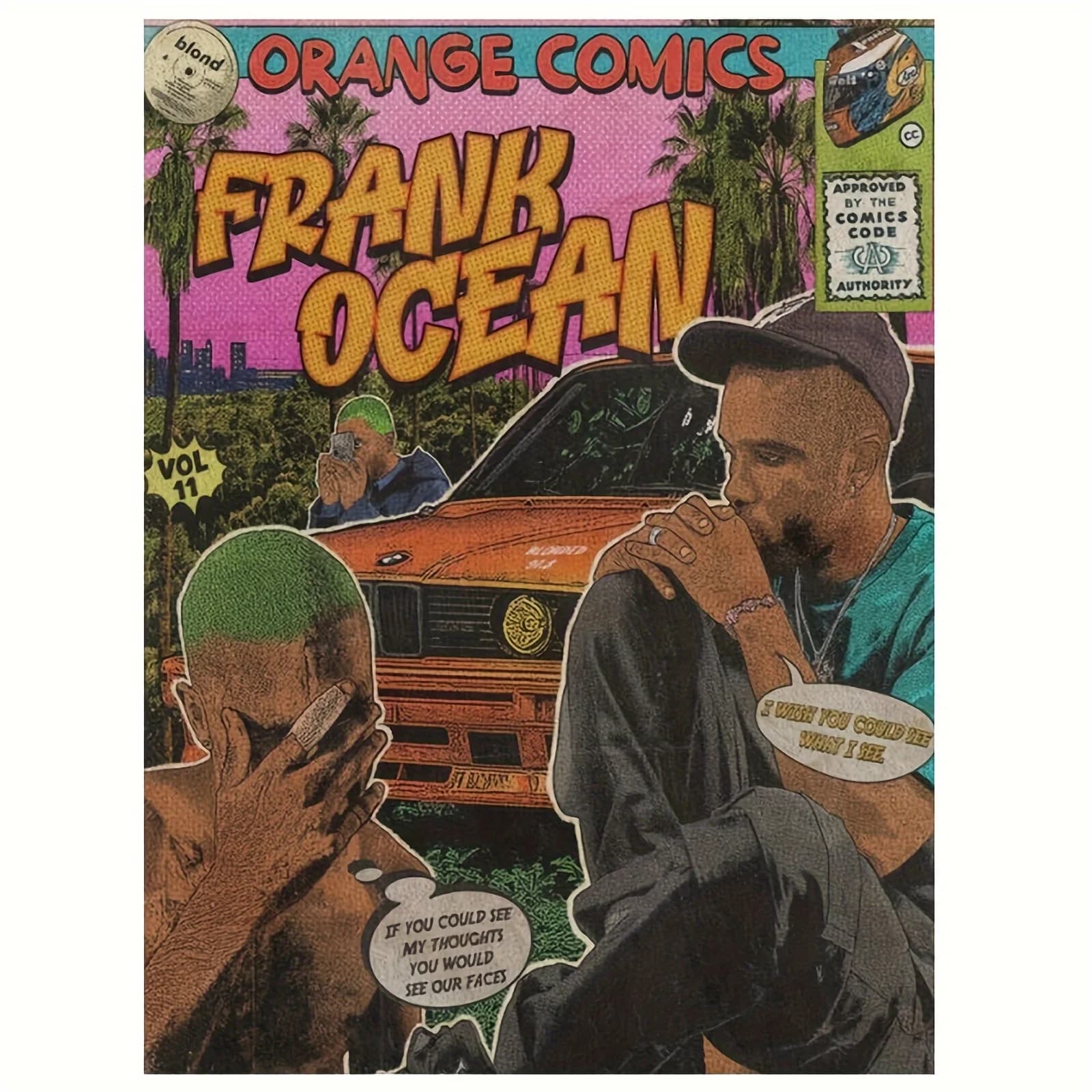 Tenda da doccia comica Frank Ocean: design artistico che aggiunge vibrazioni di R&B e stile della cultura pop per l'arredamento del bagno
