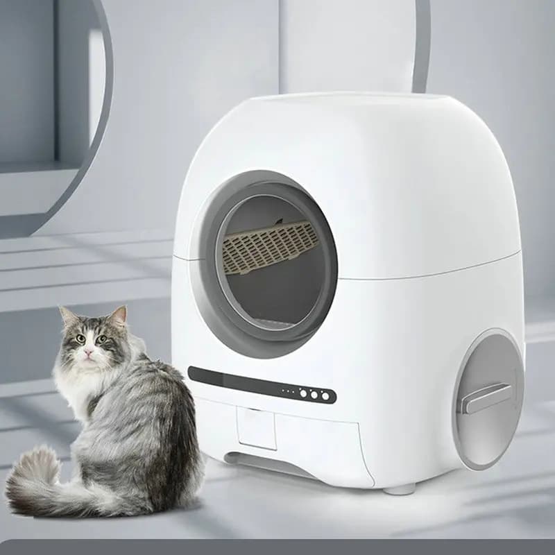Remote control automatic cleaning smart cat litter box, 72L large capacity enclosed splash proof outdoor deodorizing cat toilet