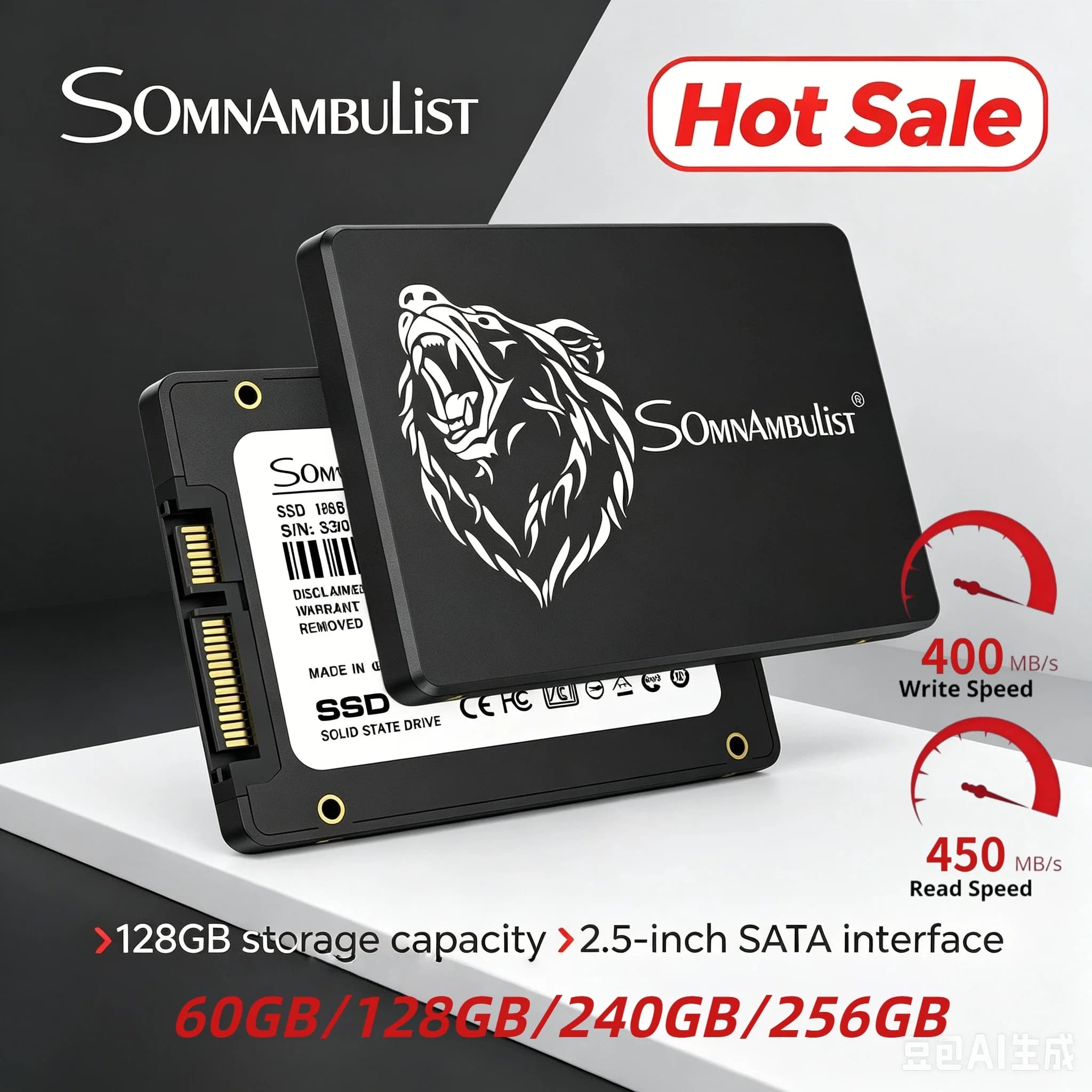 SomnAmbulist Solid State Drive 2.5 Inch SATA3 Internal SSD 128GB 240GB 256GB 480GB 512GB 960GB Multiple Capacity for Laptop PC