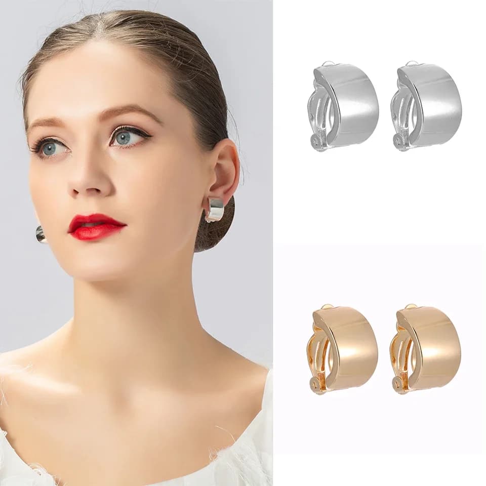 Orecchini Minimalisti in Metallo per Donne, Stile Clip-On Piccolo
