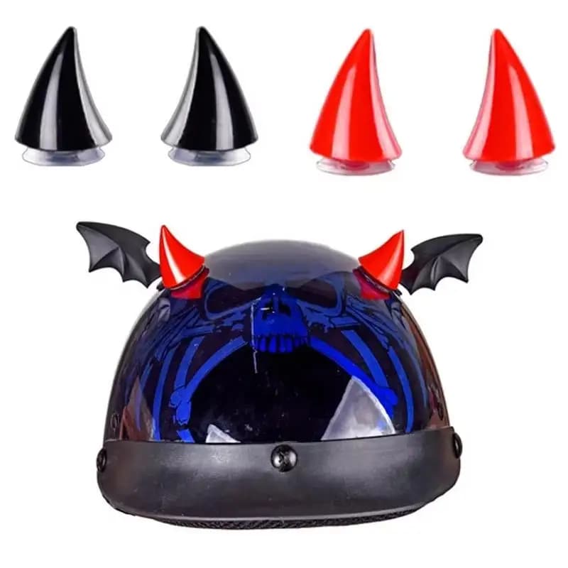 Set di 4 Corna di Diavolo in Plastica con Ventosa per Casco Moto, Decorazione per Bicicletta, Moto e Auto