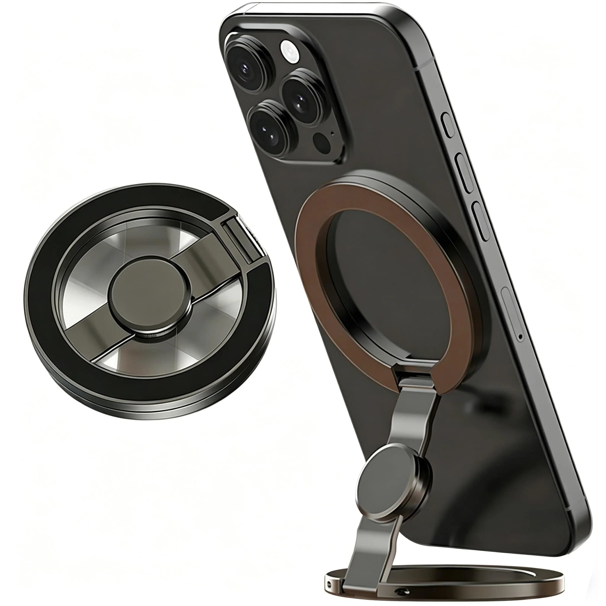 Fidget Spinner Magnetic Phone Holder, Phone Grip Stand Dual Sided Magnet Rings MagSafe Compatible Stress Relief Accessory