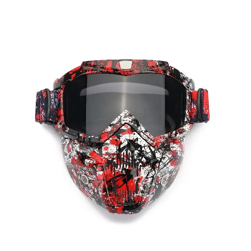 Maschera da moto Occhiali HD con filtro per la bocca Occhiali da motocross antivento Maschera da sci rimovibile a prova di raggi UV