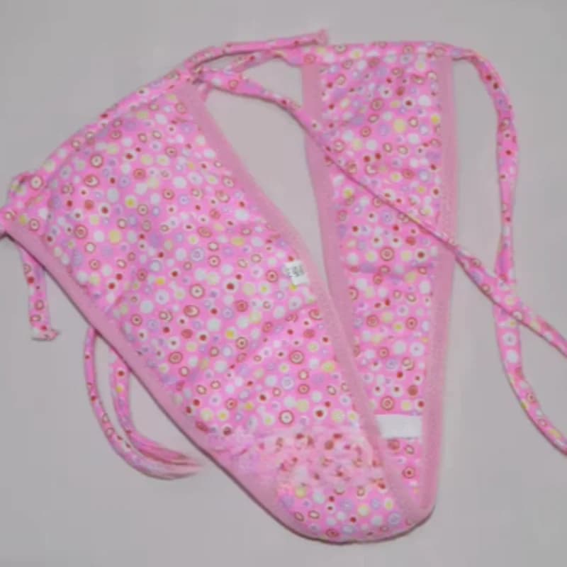 Couple Pink Floral T-Slip Light Pure Cotton Belt Sanitary Panties Sissy Lace Sexy Party Costumes