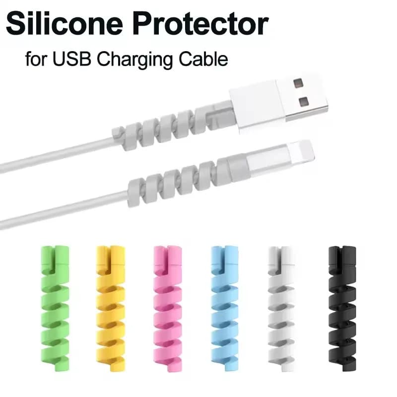 10 pezzi di protezione per cavo cavo di ricarica in silicone avvolgitore a spirale filo salvaspavi copertura per accessori per cavo di ricarica USB per telefono
