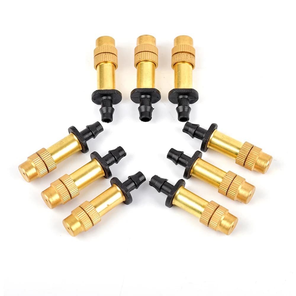 5-100 pz Giardino Irrigazione Irrigazione Raffreddamento Atomizzazione Irrigatori Particelle di Nebbia In Ottone Regolabile Collegamento Nebbia Fine 4/7 Tubo