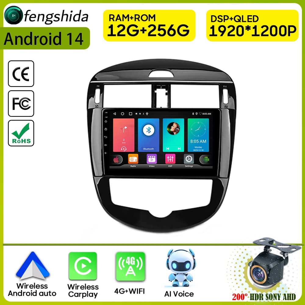 Autoradio Carplay Per Nissan Pulsar 6 NB17 2014 - 2018 Navigazione GPS Android Auto Stereo Lettore Multimediale Wifi Video No 2din
