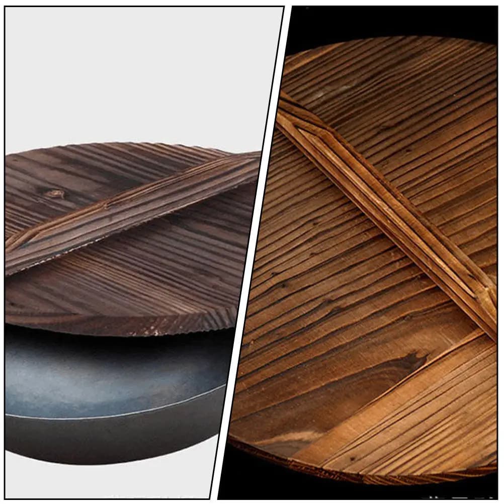 1Pcs Premium Carbonized Fir Wooden Pot Cover Anti-Oil Splashing Splicing Lid for Frying Pan Cooking Pot Household Kitchenware