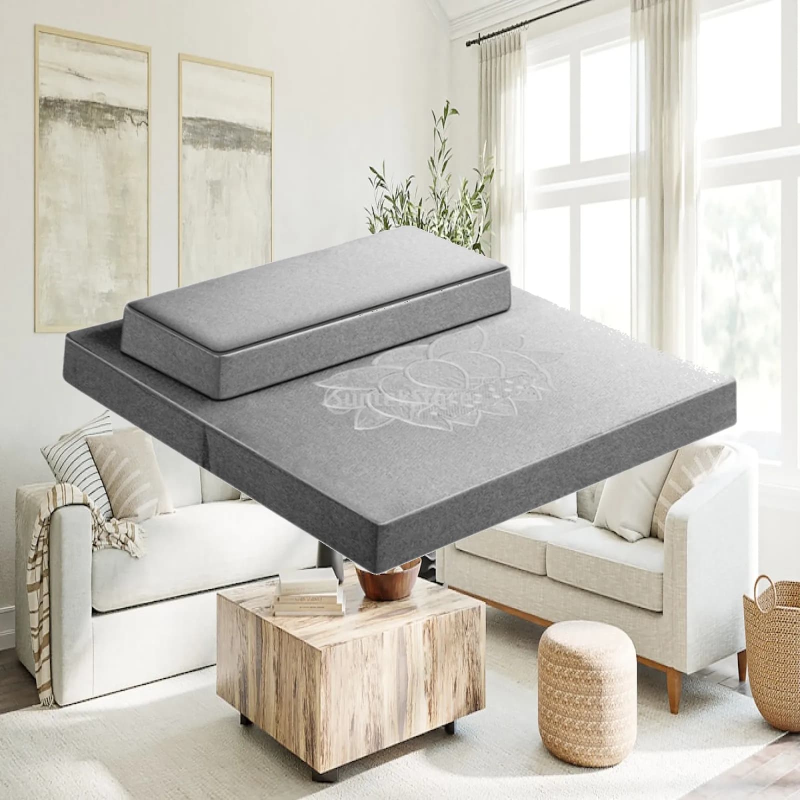 Meditation Cushion Cotton Linen Thick Floor Pillow Yoga Accessory Portable Mat for Home Yoga Room