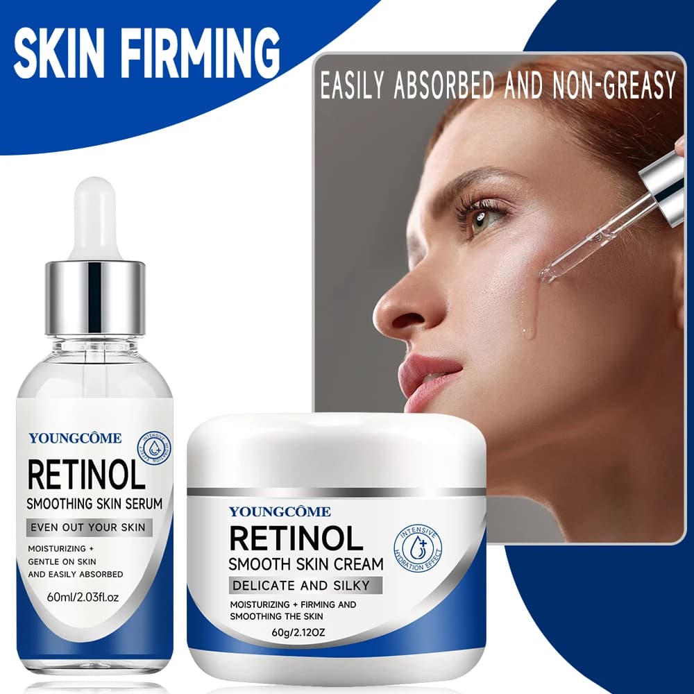Retinolo Crema Siero Combo Set Rimuovere Le Rughe Rassodante Lifting Sbiancamento Schiarente Idratante Acido Ialonico Cura Della Pelle Del Viso