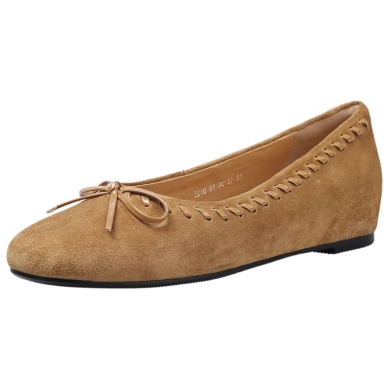 Quality Sheepskin Suede Leather Ballet Flats Women Shoes Soft Slip On Elegant Summer Comfort Bow-knot Ladies Ballerina Shoes