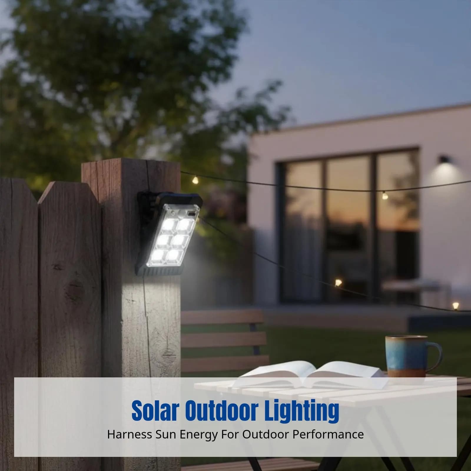 Luce LED Solare a Clip, Ricaricabile USB per Esterni, Illuminazione per Giardino e Patio, Impermeabile, per Campeggio, Utilizzo Multiuso