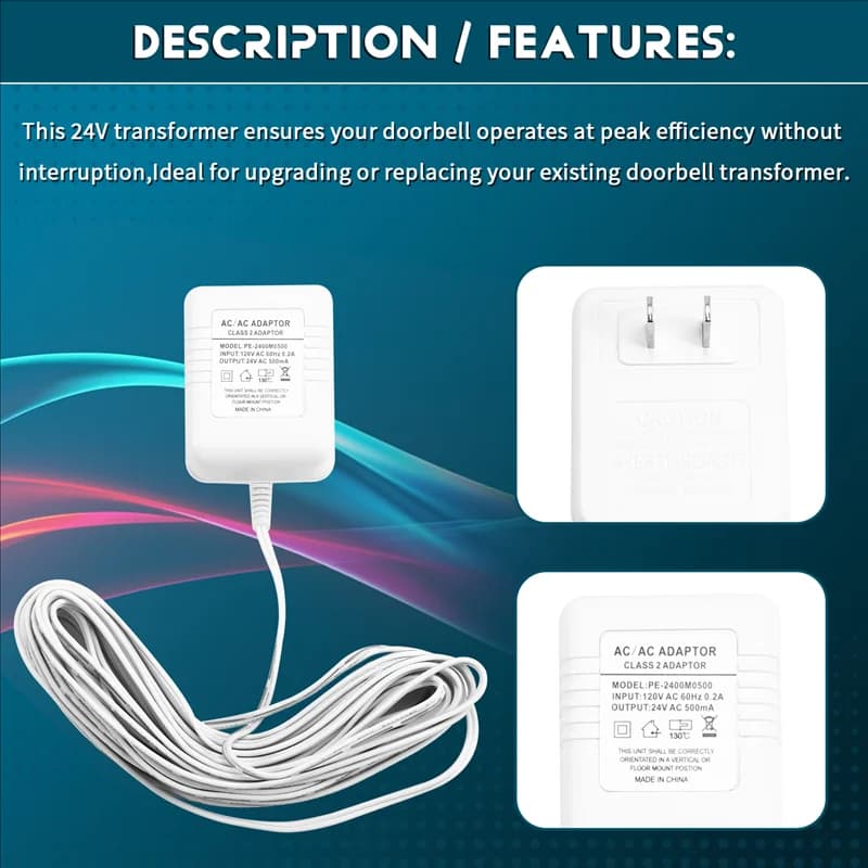 Adattatore trasformatore campanello B03B-24V per videocitofoni Prestazioni migliorate e installazione semplice SPINA USA