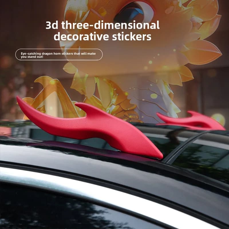 Decorazione del tetto dell'auto Adesivo per corna Auto 3D Corna di drago Decorazione Elasticità Corna in silicone Facile da trovare Auto nel parcheggio