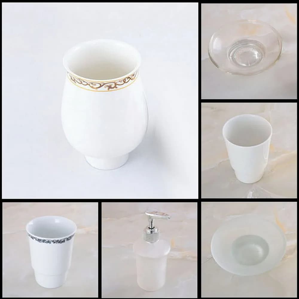 Accessorio per il bagno Spazzolino da bagno Tazza in ceramica Tazza in vetro smerigliato Portasapone in vetro smerigliato Dispenser di sapone in vetro smerigliato mzh099
