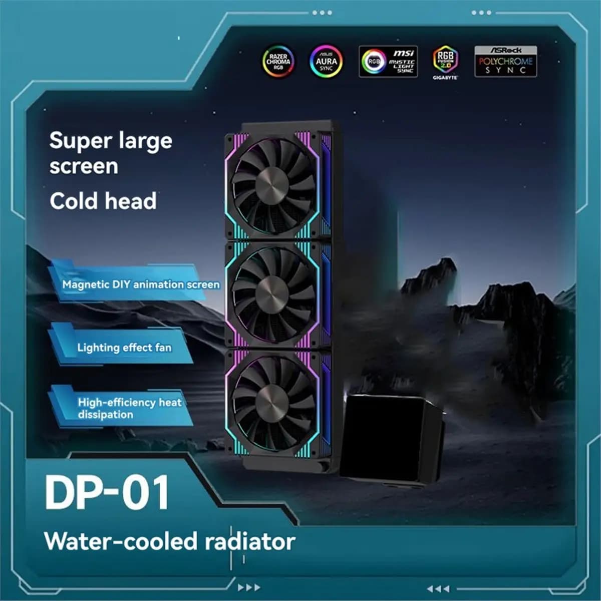 [VALUE PACK]360 CPU Liquid Cooler 4.0-Inch Magnetic Full Screen DIY Radiator RGB Water Cooling Radiator