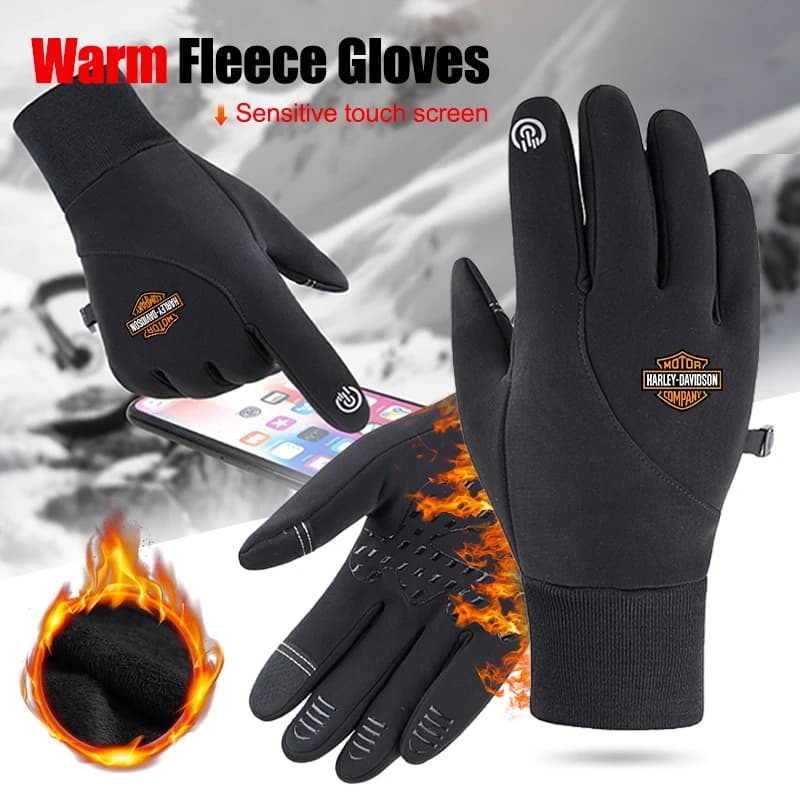 Men Women Motorcycle Outdoor Winter Fleece Warm Touch Screen Gloves For Harley Davidson Electra Glide Ultra Classic X350 PA1250