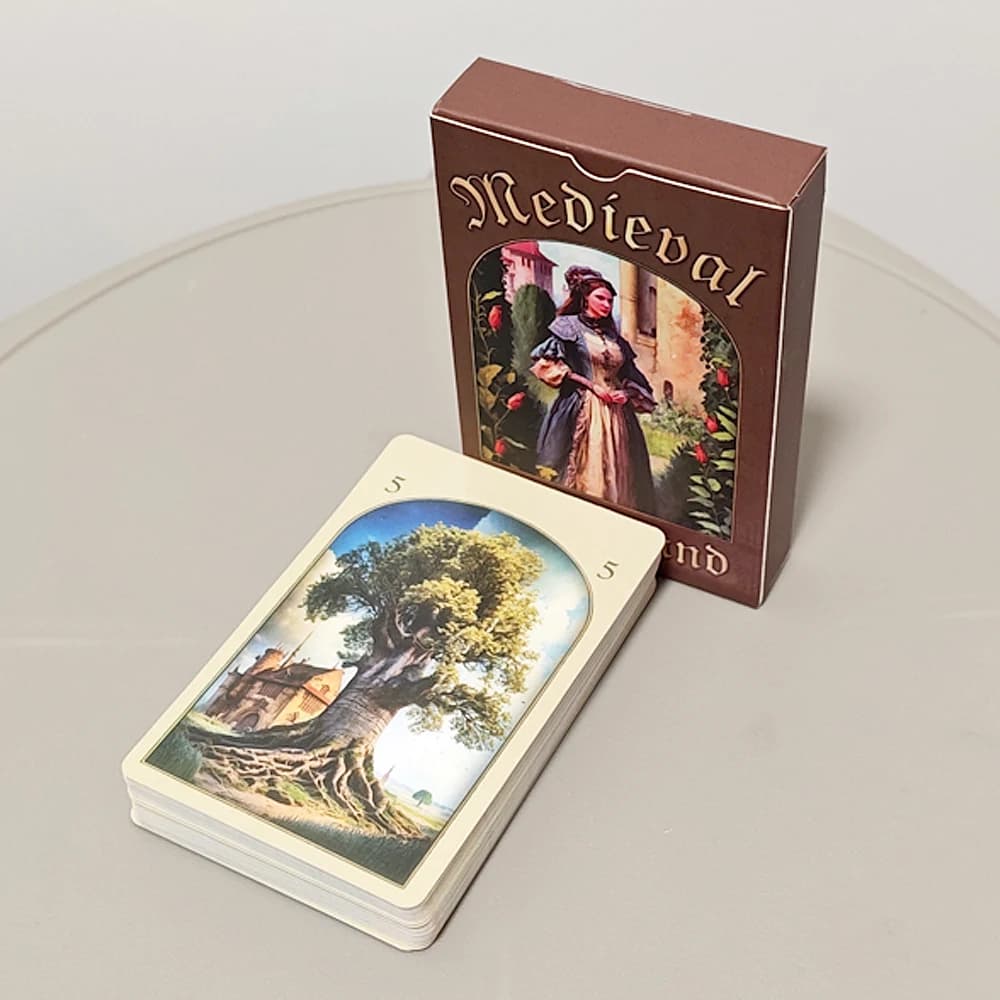 Mazzo Oracle Lenormand medievale da 9 * 6 cm 36 carte stampate su cartoncino doppio goffrato da 350 GSM