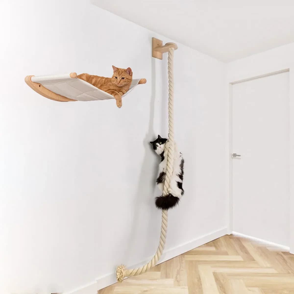 Scaffali da arrampicata per gatti Corda in sisal Scalatore Tiragraffi per alberi Amaca Giocattoli interattivi Palestra nella giungla per gatti al coperto