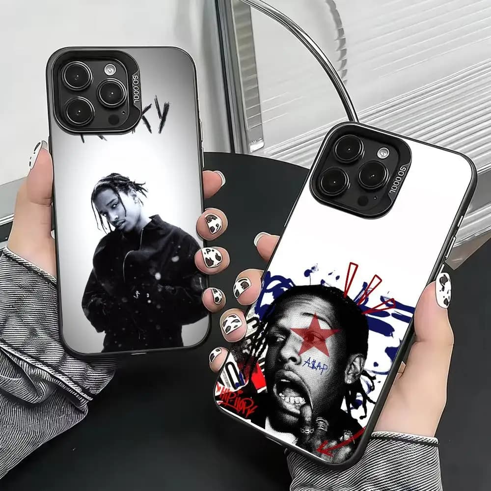 Cover per telefono Rapper A$AP Rocky per iPhone 17, 16, 15, 14, 13, 12, 11 Plus, Pro Max, XS, Cover colorata argento