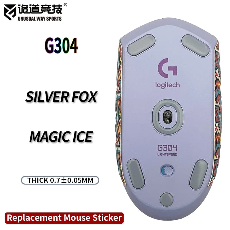 InsolitoWaySports Mouse Piede Pattini Piedi Logitech G304 Superficie curvata PTFE Anti collasso Magic Ice Silver Fox