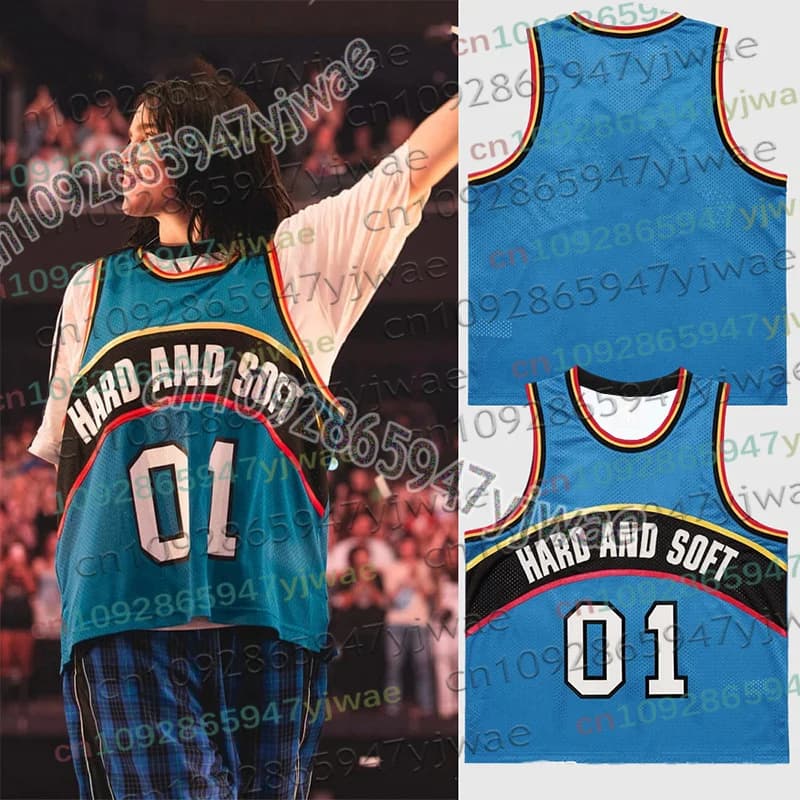 Maglia da basket unisex 2026 Eilish "Hard and Soft" in rete traspirante, top sportivo casual da strada per tifosi, idea regalo