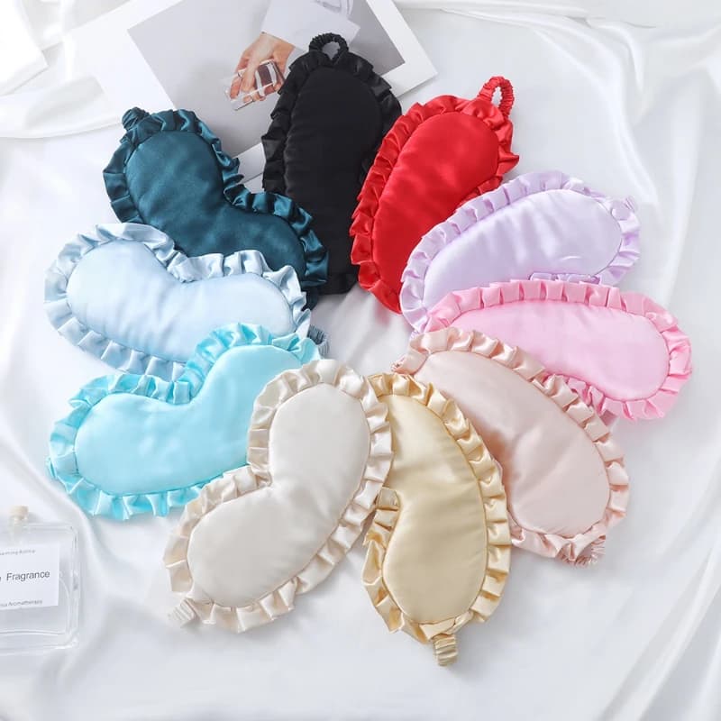 9 Colors Silk Ruffle Sleep Mask Soft Sleeping Eye Covers Night Dream Blackout Eye Patches for Woman Man To Sleep Better