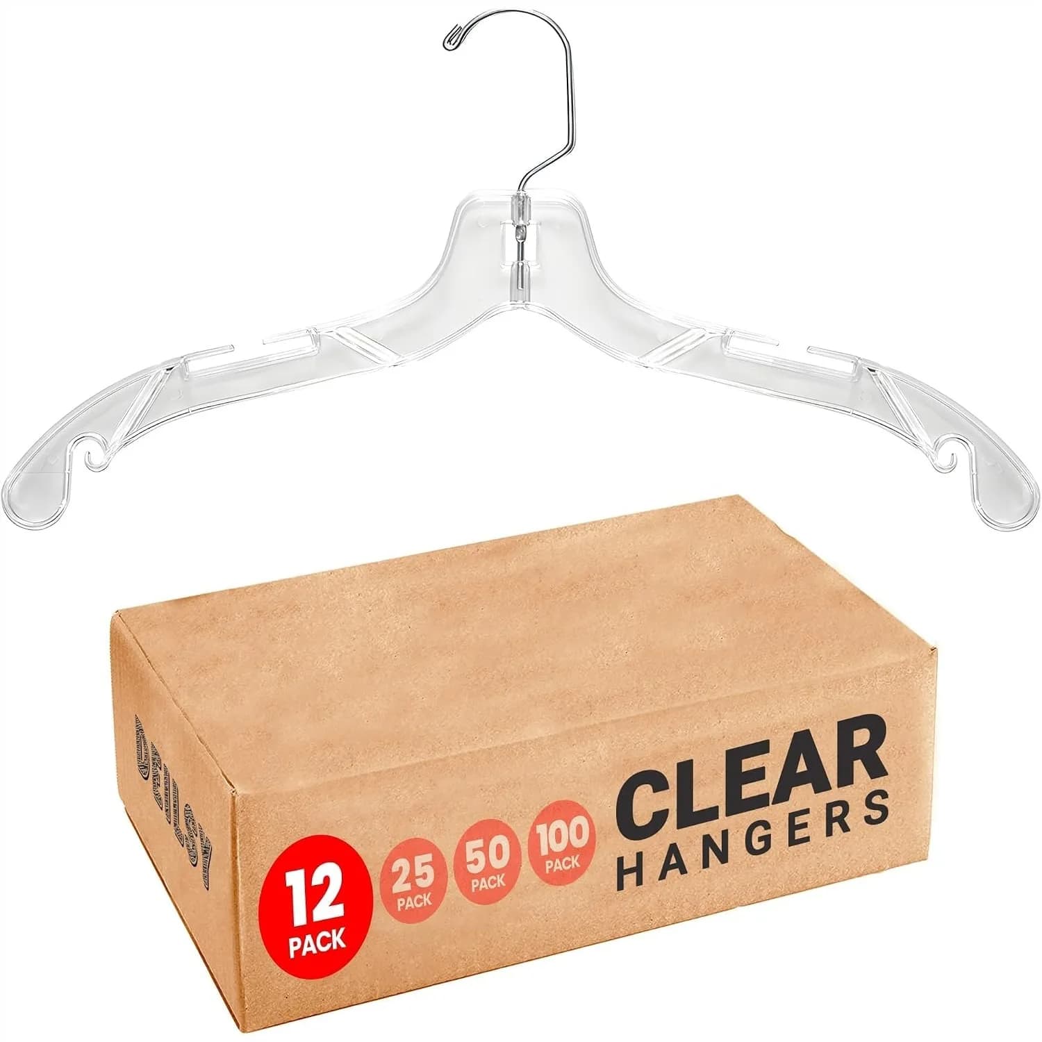 Clear Plastic Hangers 12 Pack Durable Clothes Hanger for Wardrobe Organization and Garments