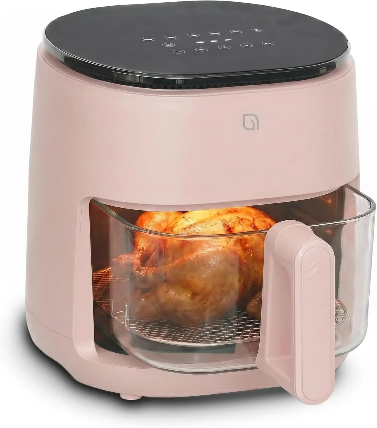 5 Quart Non-Toxic Glass Basket Air Fryer - 6-in-1 Digital Display, 430°F Max Temperature, Preheat & Keep Warm Functions, Compact