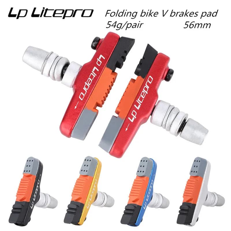 1 paio pieghevole bicicletta V pastiglie freno 56mm sostituibile ganascia freno in gomma silenziosa brake litlitepro