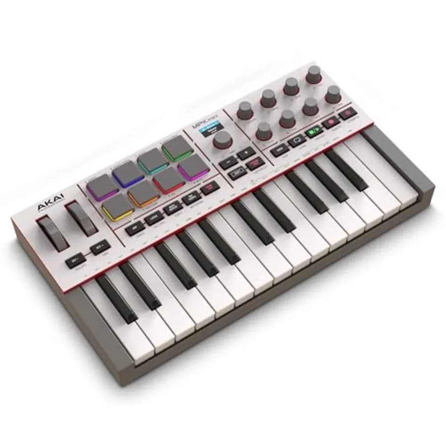 Akai Professional MPK Mini IV USB-C MIDI Keyboard Controller con MPC Drum Pads, 360 Manopole, Pitch e Mod Wheel per Principianti