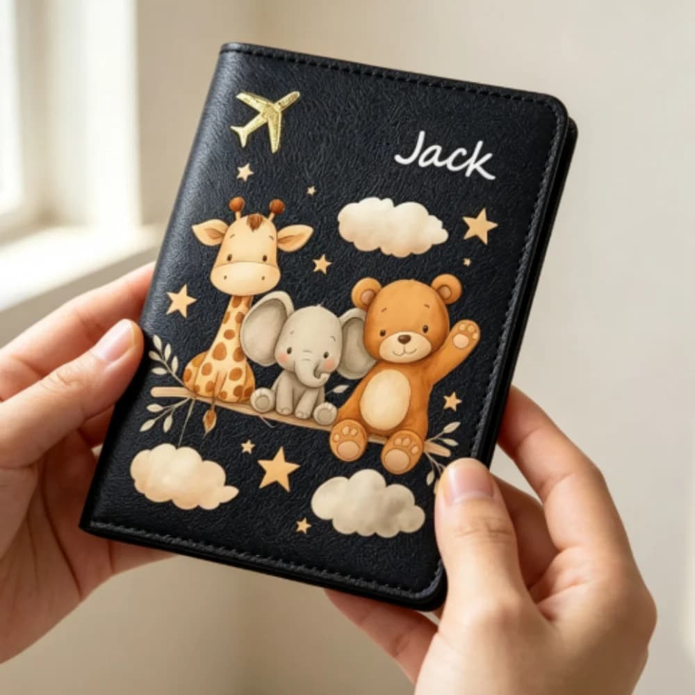 Personalized Faux Leather Passport Holder,Travel Document Organizer,Mult Colors Option,Lovely Gift for Easter & Mother's Day