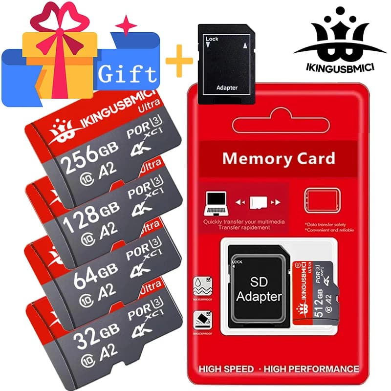 Micro TF SD Card High Speed SD Memory Card 64GB 512GB 256GB U3 V30 4K Memory Flash Cards For Phone Laptops PC Camera