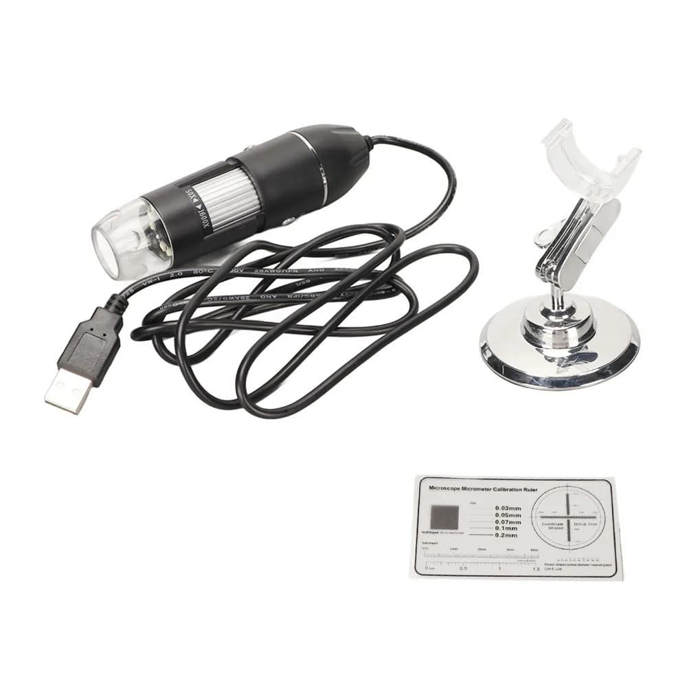 Microscopio Digitale Multifunzione con Ingrandimento 50X-1600X, 8 LED, Microscopio Portatile USB per Smartphone
