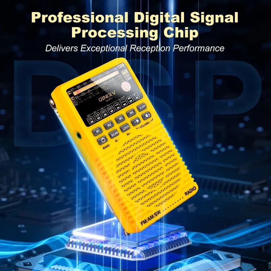 Mini Radio Tascabili Portatili con Ricevitore DSP a Banda Completa FM AM SW, Timer di Spegnimento, Altoparlante Integrato, Supporto Cuffie da 3,5mm, 2*AA