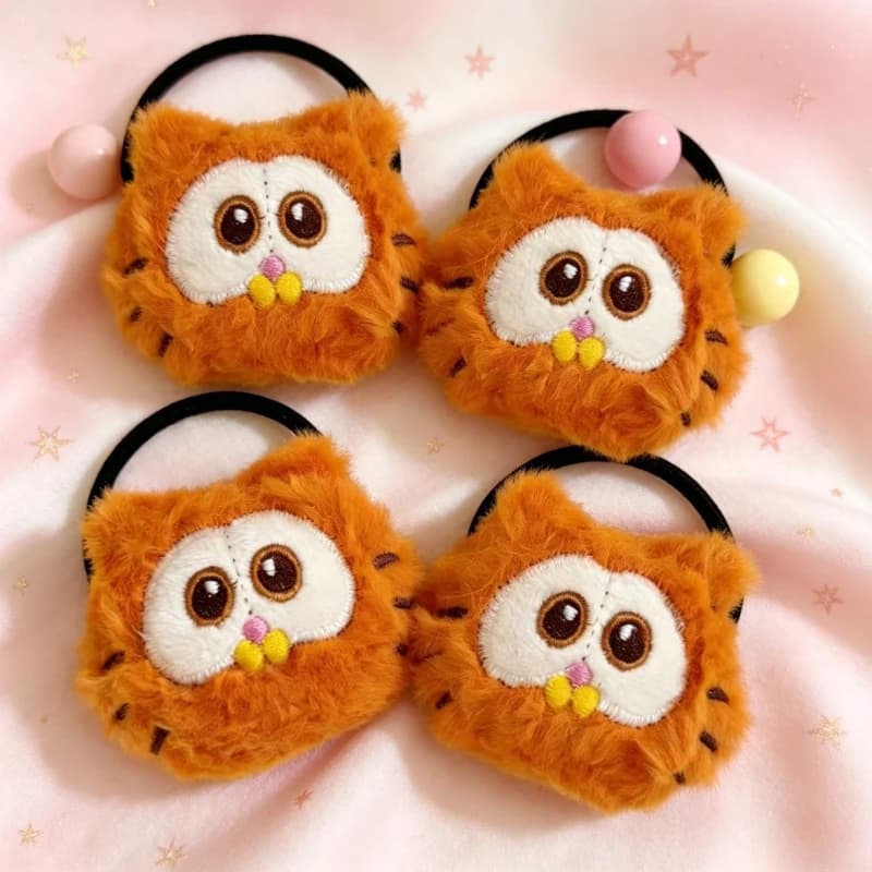 Fascia per capelli in peluche a forma di personaggio di Garfield, accessorio per capelli, braccialetto, giocattolo in peluche kawaii per ragazza, merchandise anime all'ingrosso