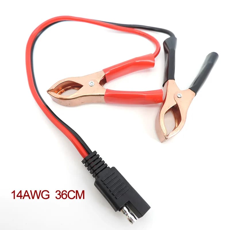 14AWG 36CM 2Pin SAE Quick Disconnect Plug to Battery Alligator Clips Cable Clamps Connectors Cord M20