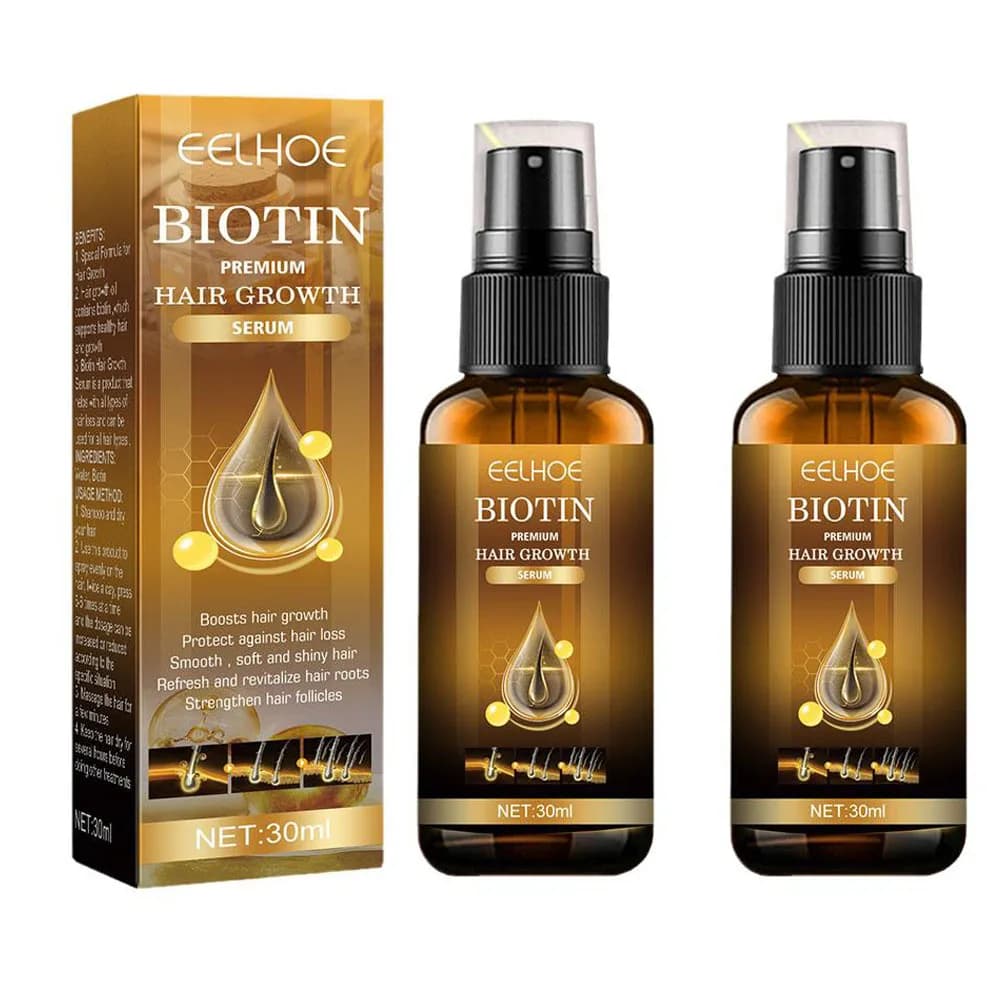 2 pieces of essential oils to biotin products for hair care fast growing spray anti-loss of hair treatment scalp for men women 30 ml
