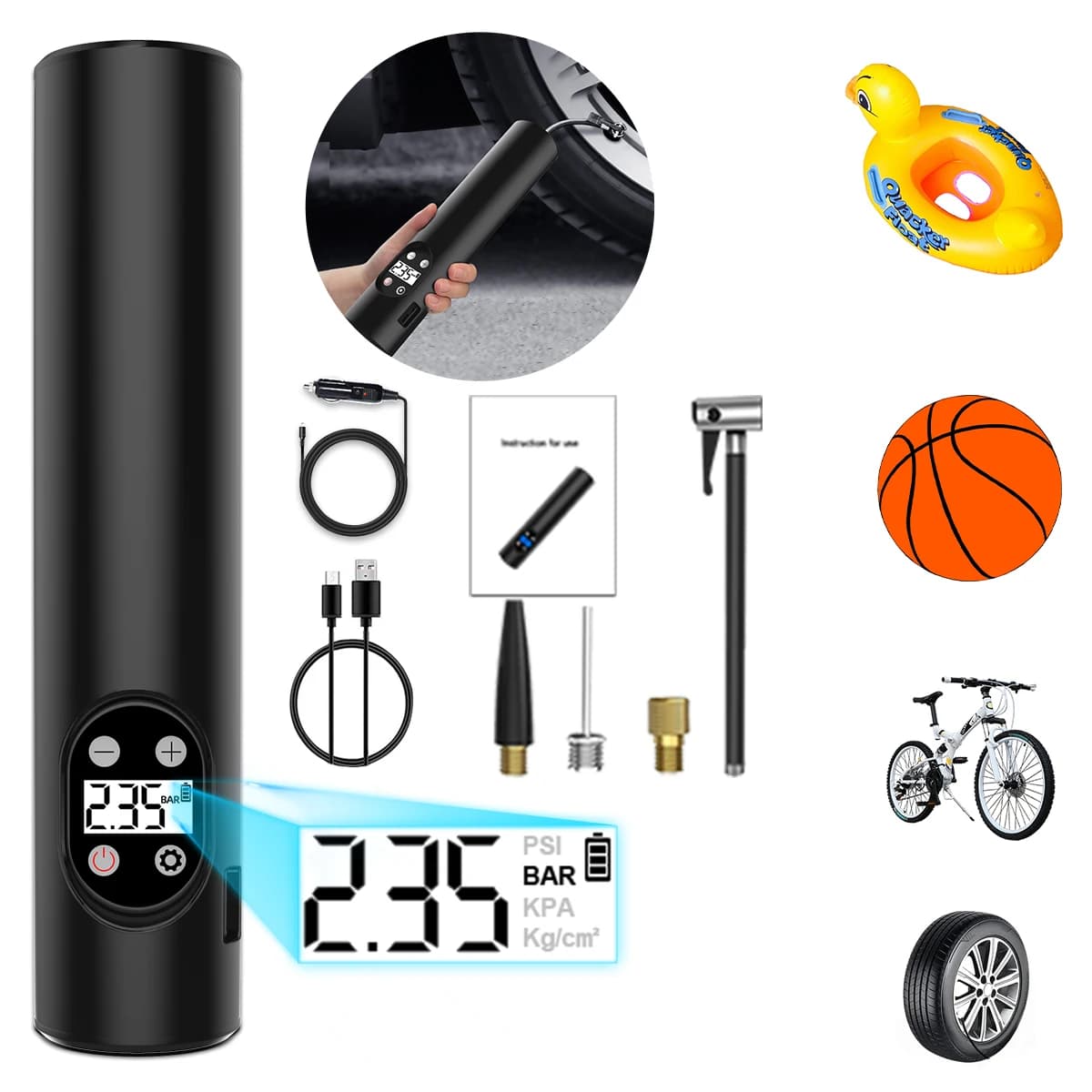E-ACE 6000MAh Batteria Pompa Compressore Auto 12V150PSl Wireless/Wired PortableTires Gonfiatore Pompa Iniettore Aria Per Bici Palla Moto