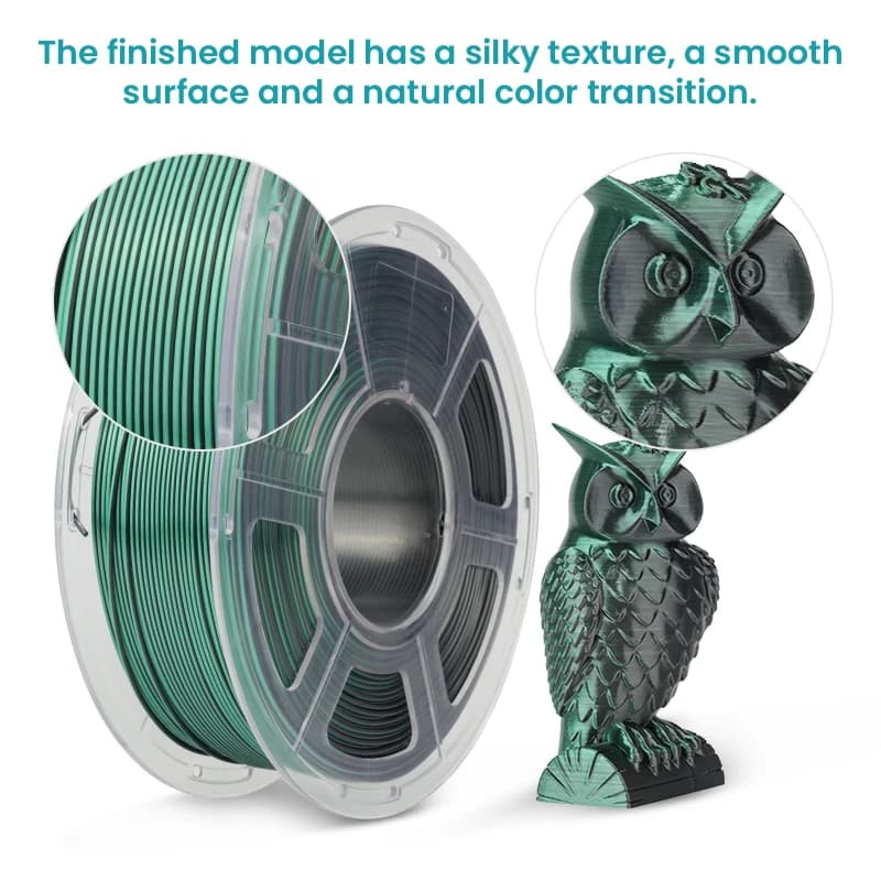 New Arrival Silk Texture PLA Plus Filament Two Tone 1.75mm 1kg Shiny Smooth 3D Printing Consumable