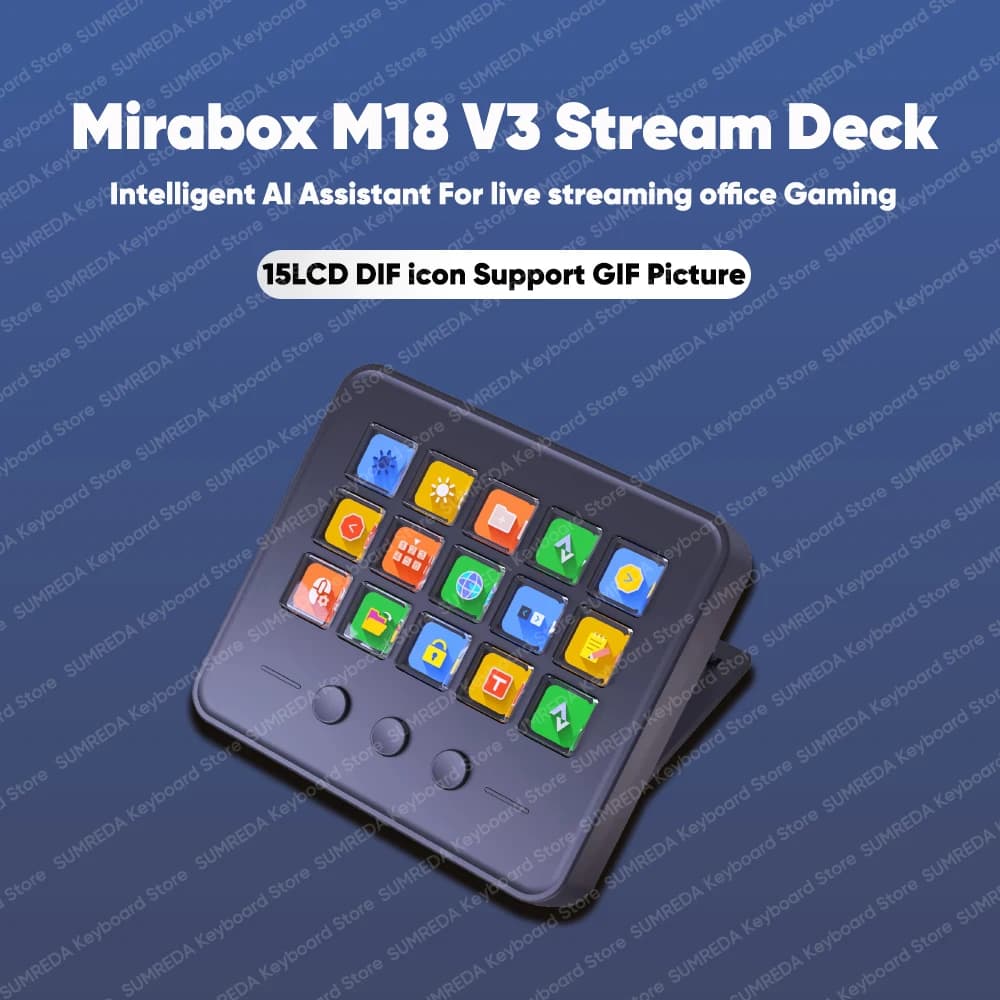 Mirabox M18 V3 Stream Deck Console creativa 15 tasti LCD Deck Dock Streamdeck per la creazione di contenuti Vlog Stream Controller da tavolo